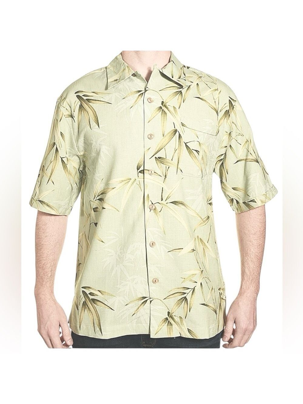 Jamaica Jaxx Island 100% Silk Hawaiian Bamboo Short Sleeve Button Up Shirt, XXL